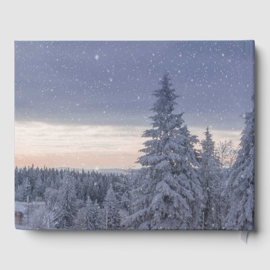 Mooie Winter Landschap Persoonlijke Tekst in Spine Gastenboek (Achterkant)