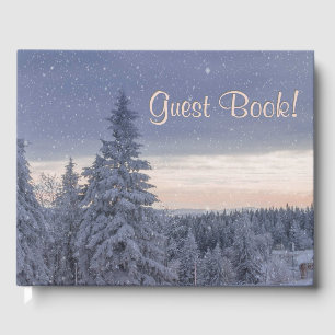 Mooie Winter Landschap Persoonlijke Tekst in Spine Gastenboek