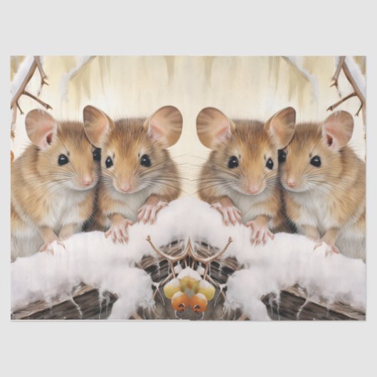 Mooie Winter Muizen Decoupage Tissue Paper Tissuepapier (Voorkant)