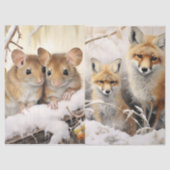 Mooie Winter Muizen & Vos Decoupage Weefselpapier Tissuepapier (Voorkant)