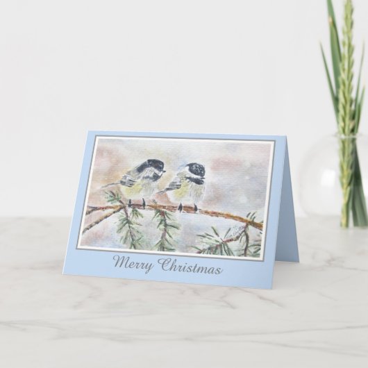 Mooie winter natuur vogel scène Kerstmis Feestdagen Kaart (Voorkant)