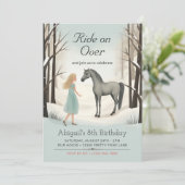 Mooie Winter Paard en Meisje Pony Verjaardag Kaart (Staand voorkant)