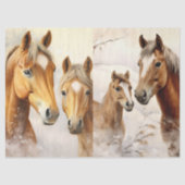 Mooie Winter Paarden Decoupage Tissue Papier (Voorkant)