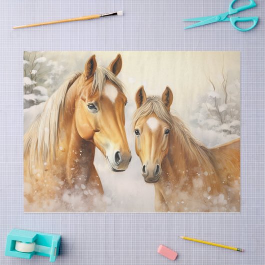 Mooie Winter Palominos Decoupage Tissue Papier (Craft)