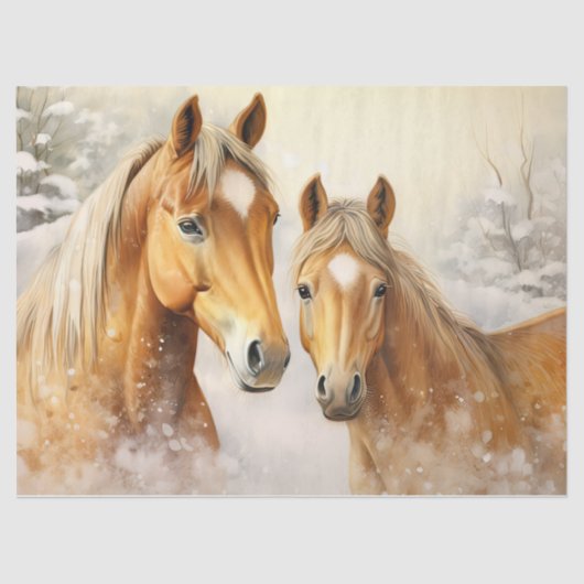 Mooie Winter Palominos Decoupage Tissue Papier (Voorkant)