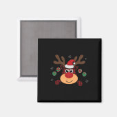 Mooie winter rode buffelplaid springende herten  magneet (Voorkant / Achterkant)