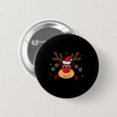 Mooie winter rode buffelplaid springende herten ronde button 5,7 cm (Voorkant /achterkant)