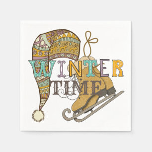 Mooie winter schaatsen breien muts  servet