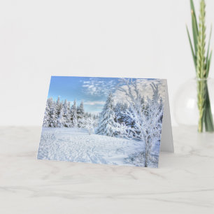 Mooie winter sneeuw bos scène kaart