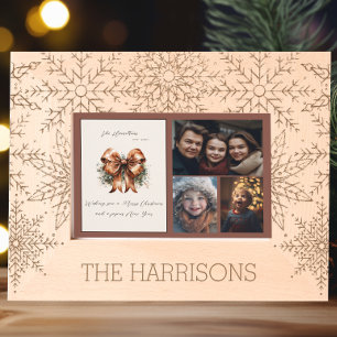 Mooie Winter Snowflake Kerst Kaart Gegraveerde Lijstjes