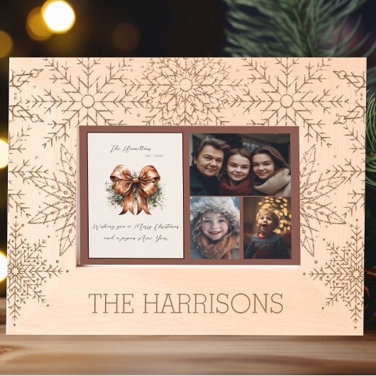 Mooie Winter Snowflake Kerst Kaart Gegraveerde Lijstjes