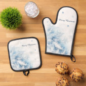 Mooie winter vorst kerst ovenwant & pannenlap set (Top down)