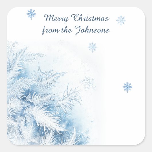 Mooie winter vorst kerst vierkante sticker (Voorkant)