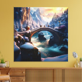 Mooie Winter Waterval Water onder brug 2 Canvas Afdruk (Insitu (Woonkamer))