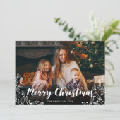 Mooie winterblad foto Prettig kerstfeest Kaart (Staand voorkant)