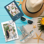 Mooie Winterbloemen | Foto  Feestdagenkaart<br><div class="desc">Stuur deze prachtige kerstkaart naar vrienden en familie met een winterbloemenlijst met een foto,  een "blij" schrift,  familienaam en jaar,  en voeg vier foto's met je persoonlijke boodschap toe aan de achterkant.</div>