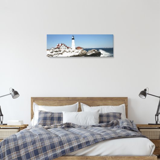 Mooie winterdag bij Portland Head Light Canvas Afdruk (Insitu (Slaapkamer))