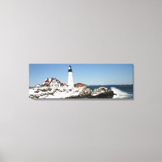 Mooie winterdag bij Portland Head Light Canvas Afdruk (Voorkant)