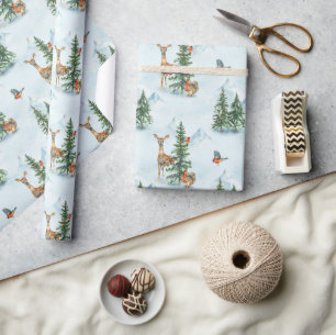 Mooie winterdieren jonge herten eekhoorns vogels cadeaupapier