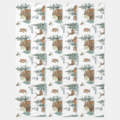 Mooie winterdieren rond een roestrijke cabine fleece deken (Voorkant)