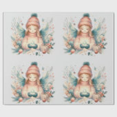 Mooie winterengel temidden van de noordelijke natu cadeaupapier (Vlak)