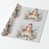 Mooie winterengel temidden van de noordelijke natu cadeaupapier (Uitgerold)