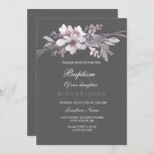 Mooie Wintergrijze Floral Baptism Kaart (Voorkant / Achterkant)