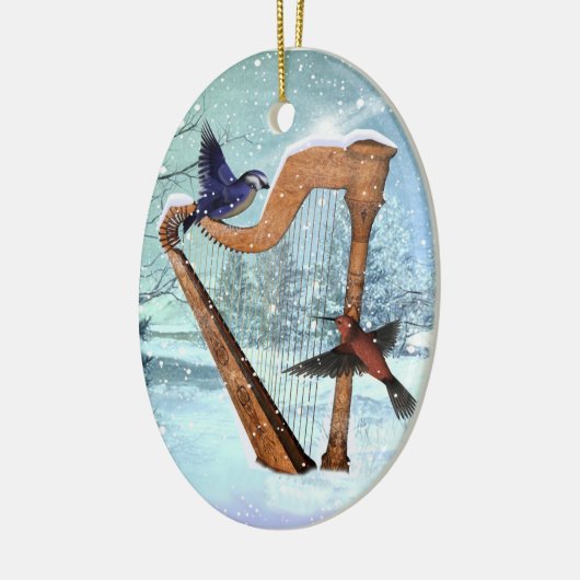 Mooie winterharp keramisch ornament (Links)