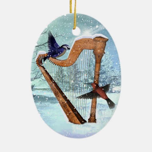 Mooie winterharp keramisch ornament (Achterkant)