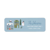Mooie Winterhuis Dorps Kerst Adres Etiket (Voorkant)