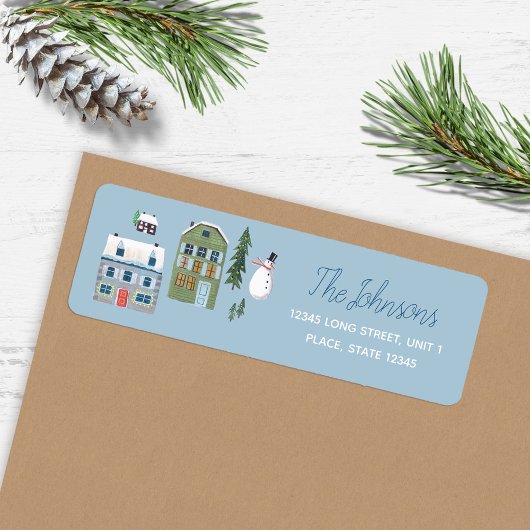 Mooie Winterhuis Dorps Kerst Adres Etiket