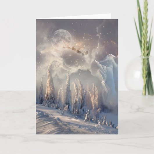 Mooie winterkerstscène tijdens het vliegen feestdagen kaart (Voorkant)