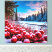 Mooie winterlandschap canvas afdruk (Insitu (Houten vloer))