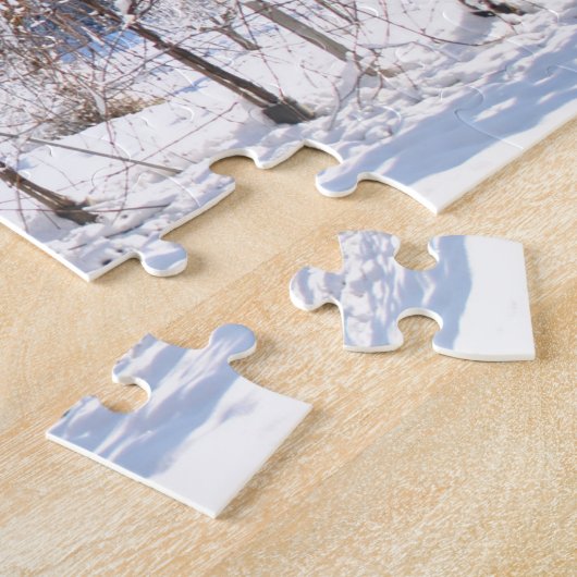 Mooie wintersneeuwlandschapsarchitectuur legpuzzel (Zijkant)