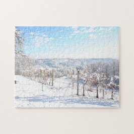 Mooie wintersneeuwlandschapsarchitectuur legpuzzel