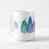 Mooie wintertebomen in parelkleuren koffiemok (Voorkant links)