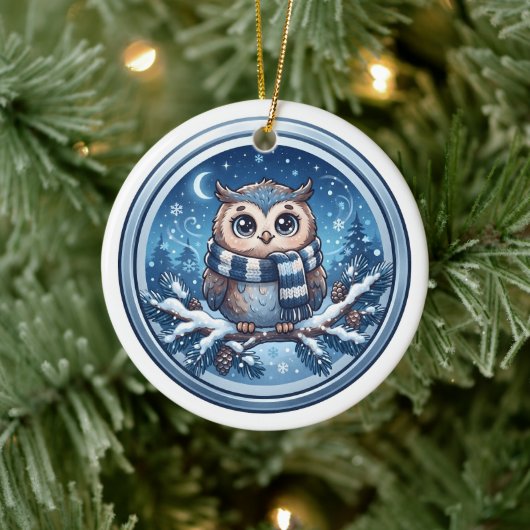 Mooie Winteruilornament Keramisch Ornament (Boom)
