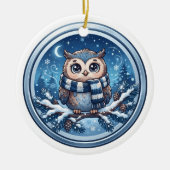 Mooie Winteruilornament Keramisch Ornament (Voorkant)