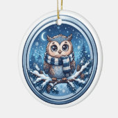 Mooie Winteruilornament Keramisch Ornament (Links)