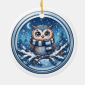 Mooie Winteruilornament Keramisch Ornament (Achterkant)