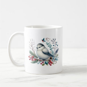 Mooie wintervogel met monogram koffiemok