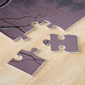 Mooie winterwoning bij zonsondergang legpuzzel (Zijkant)