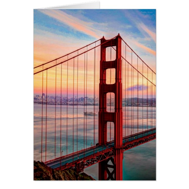 Mooie winterzonsondergang bij Golden Gate Bridge (Voorkant)