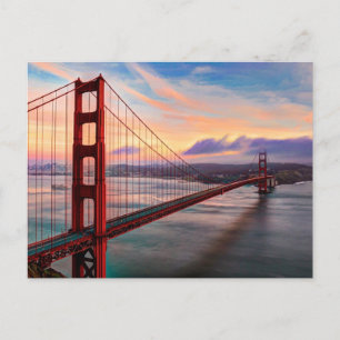 Mooie winterzonsondergang bij Golden Gate Bridge Briefkaart