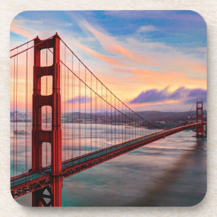 Mooie winterzonsondergang bij Golden Gate Bridge Drankjes Onderzetter