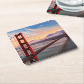 Mooie winterzonsondergang bij Golden Gate Bridge Kartonnen Onderzetters (Schuin)