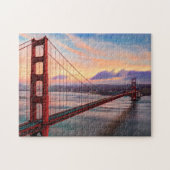 Mooie winterzonsondergang bij Golden Gate Bridge Legpuzzel (Horizontaal)