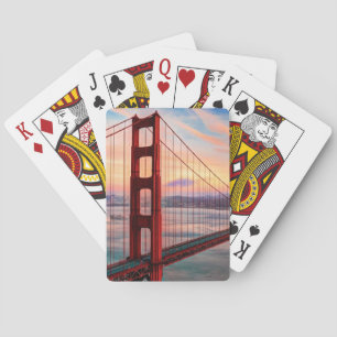 Mooie winterzonsondergang bij Golden Gate Bridge Speelkaarten