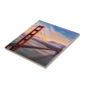 Mooie winterzonsondergang bij Golden Gate Bridge Tegeltje (Zijkant)