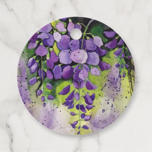 Mooie wisterbloemen in de Waterverf Bedankjes Labels (Voorkant)